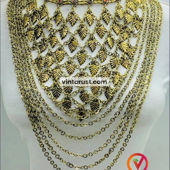 Multi Strands Bib Necklace, Gypsy Silver Kuchi Bohi Bib Necklace - Picture 2 of 12